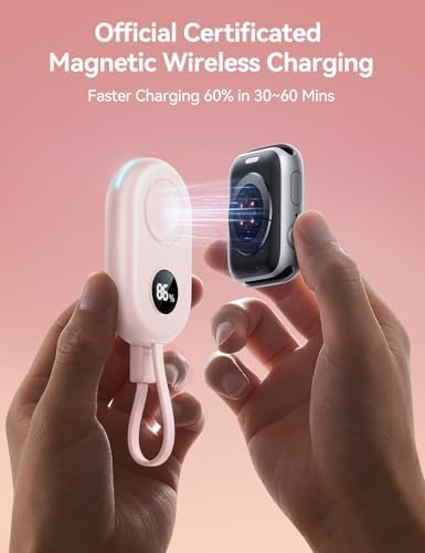 JOYROOM 2500 m Ah Magnetic Power Bank for Apple Watch – Ultra-Compact Travel Charger with Fast Charging for Series 9/8/7/6/SE/5/4/3/2/Nike/Ultra/Ultra 2 – Perfect On-the-Go Solution for Active Users and Adventurers