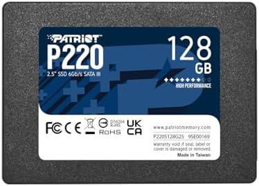 Patriot Memory P220 128 GB SATA III 2.5″ Internal SSD – Blazing Fast Solid State Drive for Enhanced Performance & Reliability – Upgrade Your Storage Today!