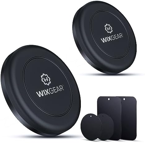 Wix Gear Universal Dashboard Magnetic Car Mount Holder (2 Pack) – Ultra-Slim Stick-On Design for Phones & Mini Tablets with Swift-Snap Technology – Secure, Scratch-Free Magnetic Grip for Safe Driving – Versatile Compatibility for All Devices