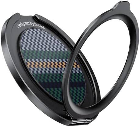 Premium BENKS Magnetic Phone Grip Ring Holder for Mag Safe – 360° Rotatable Adjustable Stand for i Phone 16/15/14/13/12 Series – Sleek Black Design for Enhanced Security and Hands-Free Comfort – Ideal for On-the-Go Usage and Effortless Device Control