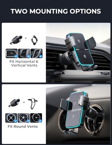 JOYROOM Dual Coil Wireless Car Charger Mount – Fast Charging Phone Holder with Auto Smart Clamping for i Phone 16 Pro Max & Samsung Galaxy S24/S24/S22/21 Ultra – Ultimate Compatibility and Convenience for On-the-Go Navigation