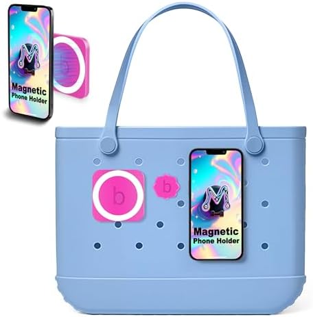 Vibrant Hot Pink Magnetic Phone Holder for Bogg Bag Accessories – Effortless Hands-Free Access for i Phone & Android Devices – Perfect Beach Tote Companion for Stylish Organization and Secure Attachment