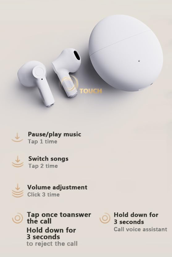 Ultimate Wireless Bluetooth 5.3 Earbuds – Featherweight & IPX5 Waterproof for Active Lifestyles – Seamless Comfort and Connectivity in Chic White – Perfect for Commuters, Fitness Enthusiasts, and Music Aficionados