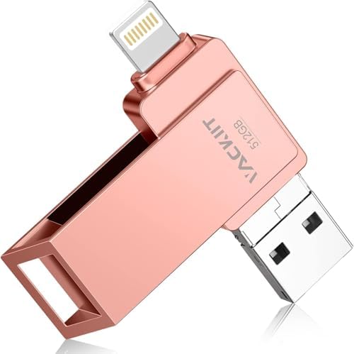 High-Speed 512 GB MFi Certified USB 3.0 Flash Drive – Versatile 4-in-1 External Storage for i Phone, i Pad, Android & PC – Effortless Photo & Video Transfer, Secure Backup, and Enhanced Memory Expansion – Stylish Pink Design