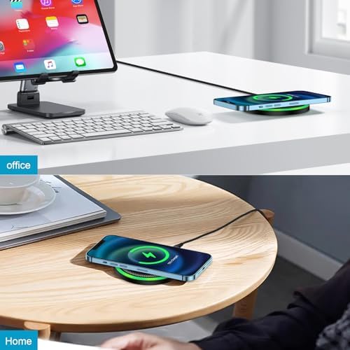 Fast Charging Wireless Charger Pad for Samsung Galaxy S25 Ultra, S24, Plus, Z Fold7, Flip 7 & i Phone 16 Series – 15 W Android & i Phone Charging Station with Enhanced Compatibility, Non-Slip Design & Safety Features