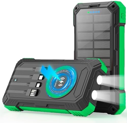 High-Capacity 49,800 m Ah Solar Power Bank with QC3.0 Fast Charging – Ultimate Wireless Portable Charger for Outdoor Adventures with Built-In Cables & Multiple Outputs for All Smartphones and Devices
