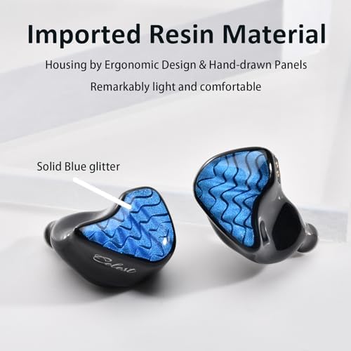 QOA Celest Blue Wyvern Hi-Fi In-Ear Monitors: Premium 10 mm Dynamic Driver Earbuds with Detachable 2-Pin Cable for Ultimate Sound Quality, Ergonomic Comfort, and Effective Noise Cancellation – Perfect for Musicians, Gamers, and Audiophiles Demanding Superior Audio Experience