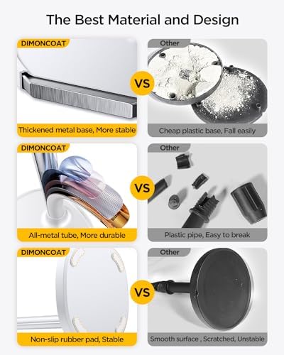 DIMONCOAT Adjustable Aluminum Alloy Cell Phone Stand – White, Universal Compatibility with 4-7 inch Devices, 180° Flip & 360° Rotation – Enhanced Compatibility and Speed