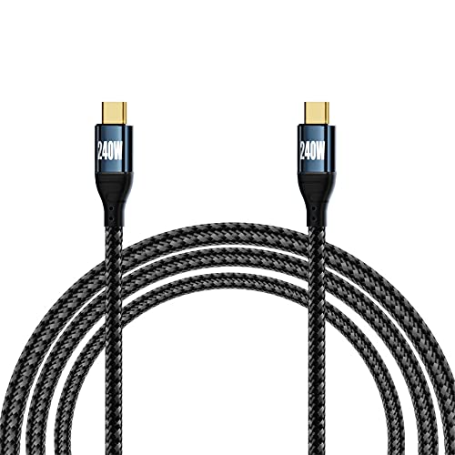 NFHK 240 W USB-C Type-C Charging Cable – 90-Degree Low Profile Angled Design for Optimal Convenience | 480 Mbps Fast Data Transfer | 200 cm Length for Laptop, Tablet & Phone Compatibility | Enhanced Durability & Performance