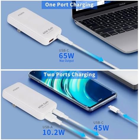 Ultra-Fast 65 W Flat USB-C Wall Charger – Dual Port Travel Adapter for Laptops, Tablets & Smartphones – Compact Design for Enhanced Portability – Safe & Reliable Charging Solution in Stylish Black