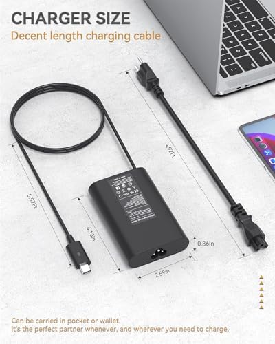 65 W USB-C Laptop Charger for Dell – Fast Charging Power Adapter for Latitude 5420/5520 & XPS 12/13 Series – Advanced Power Delivery with Universal Compatibility – Reliable Replacement Power Cord for Efficient Device Charging