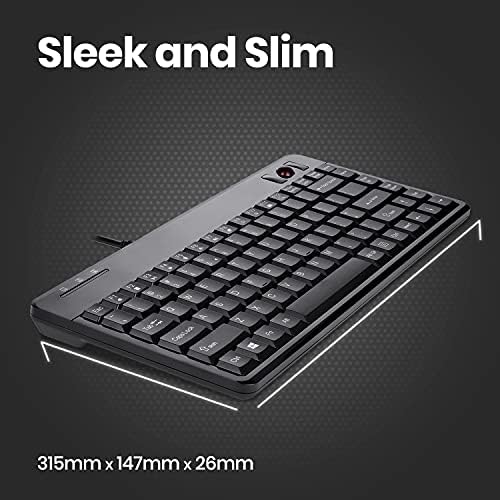 Revolutionize Your Workspace with the Perixx PERIBOARD-505 H Wired Mini Keyboard – Compact Design Featuring Integrated 0.55-Inch Trackball and Dual USB Hubs for Enhanced Productivity and Ergonomic Comfort, Perfect for Home or Office Use