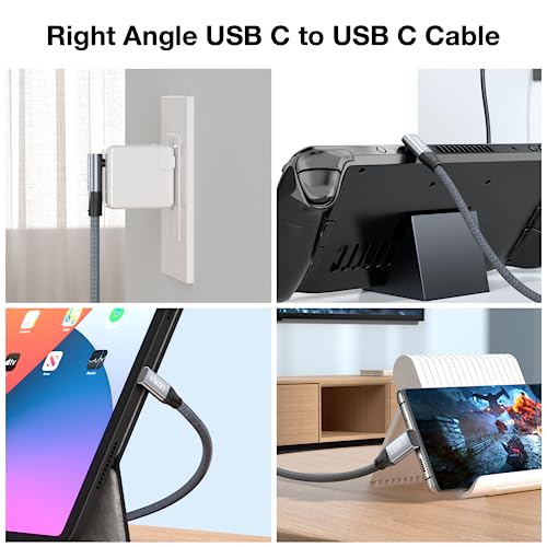 High-Speed USB C to USB C Cable for 100 W Fast Charging – 20 Gbps Data Transfer & 4 K/8 K Video Output – Right Angle Design for Enhanced Accessibility – Universal Compatibility with Mac Book, i Pad Pro, Samsung S23/S22 – Ultimate Solution for Power and Performance
