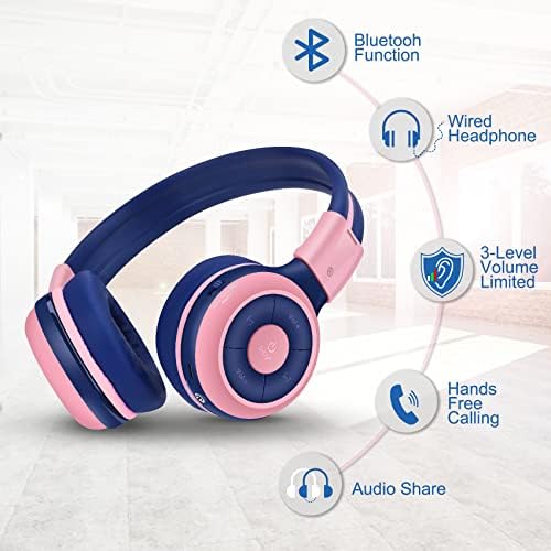 Elevate Your Child’s Audio Adventure with SIMOLIO Kids Bluetooth Over-Ear Headphones – Volume-Limiting Safety (75 d B, 85 d B, 94 d B), Lightweight & Foldable Design for Easy Travel, Adjustable Fit for Growing Ears, Built-in Mic for Online Learning – Stylish, Durable & Perfect for Music, Movies & Educational Content – The Ultimate Listening Companion for Young Explorers