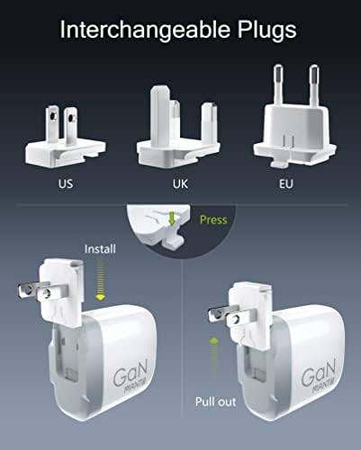 MANTO 65 W Ga N USB C Charger – Ultra-Fast 3-in-1 Power Adapter with PD & QC3.0 | Compact Travel Charger with UK/US/EU Plugs for Mac Book, i Pad, i Phone, Galaxy & More – Superior Charging Efficiency for Your Devices