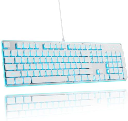Surmen G1000 Pink Backlit Typewriter Keyboard – Full-Size 104 Keys with Silent Membrane, Durable Metal Panel, USB Wired for Effortless Gaming and Office Use – Stylish, Quiet, and Efficient Typing Experience