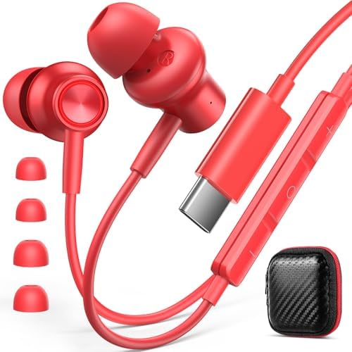Elevate Your Sound Journey with Ergonomic USB C Noise-Canceling Earbuds – Magnetic In-Ear Headphones Featuring Built-in Microphone for Flawless Compatibility with i Phone 16 e/16 Pro Max, Android, Samsung Galaxy S25, and Pixel 8 – Unmatched Comfort, Exceptional Clarity, and Robust Durability for Everyday Listening Adventures
