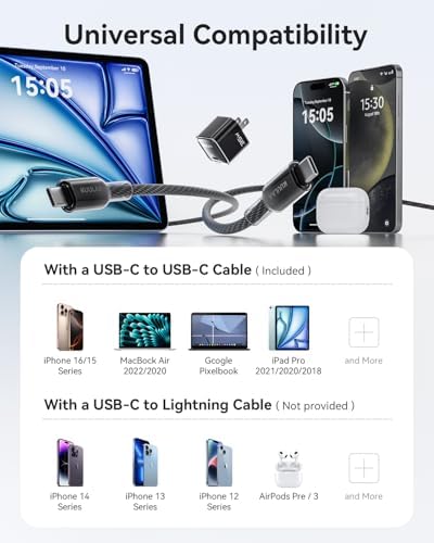 Kuulaa 35 W Ga N USB C Charger Block – Ultra-Compact Fast Charging Adapter for i Phone 16/15/14/13 & Galaxy S25/S24/S23 – Advanced PPS Technology for Customized Power Delivery – Perfect for Travel and Daily Use with Enhanced Safety Features