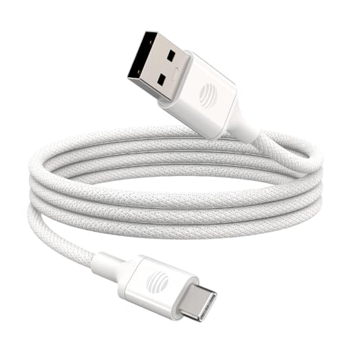 AT&T 6 ft Braided USB-C Charging Cable – Durable & Tangle-Free Cord for Fast Data Transfer and Universal Device Compatibility – Ideal for Phones, Tablets, and Laptops – Includes Warranty for Enhanced Reliability – Sleek Black Design