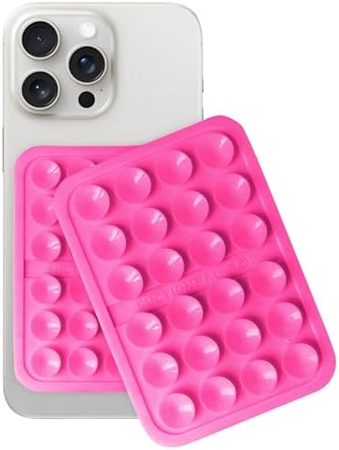 Maximize Your Mobile Creativity: 2-Pack Sticky Silicone Suction Phone Grip with 24 Powerful Suction Cups for Secure Hands-Free Selfies and Videos – Compatible with i Phone, Samsung, and Android – Durable Black Accessory for Ultimate Versatility and Convenience