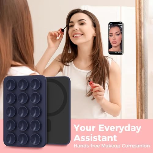 AHASTYLE Silicone Suction Phone Case Stand for iPhone 16/15/14/13/12 Series, Magnetic Suction Cup Phone Mount for iPhone MagSafe Phone Case, Mirror Shower Phone Holder, for TikTok Videos and Selfies – Enhanced Compatibility and Speed