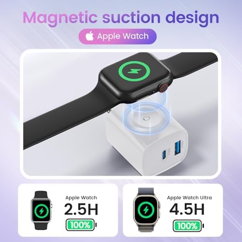Rapid 20 W PD USB C Wall Charger – 3-in-1 Power Hub for Apple Watch Series Ultra/9/8/7/6 & i Phone 16/16 Pro/15 Series – Sleek, Portable Design for Tech Savvy Professionals – Ultimate Fast Charging Solution with Built-in Safety Features for On-the-Go Convenience