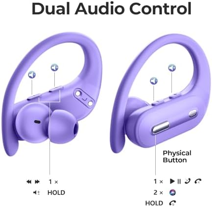 Mint Green Wireless Earbuds with Bluetooth 5.3 – 90-Hour Playtime Sports Headphones Featuring Waterproof Design, Secure Over-Ear Hooks, and Real-Time Battery Monitoring for Active Lifestyles and Android Compatibility – Premium Comfort with Superior Sound Quality