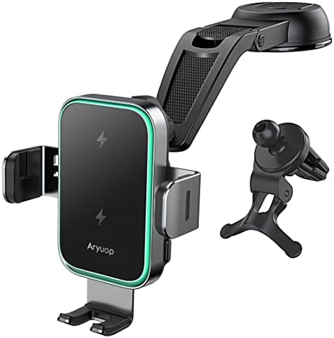 15 W Fast Wireless Car Charger Mount with Dual Coil Technology – Effortless Auto Alignment Phone Holder for i Phone 15/14/13/12/Pro Max & Samsung Galaxy – Ultimate Dashboard & Windshield Charging Solution for On-the-Go Convenience