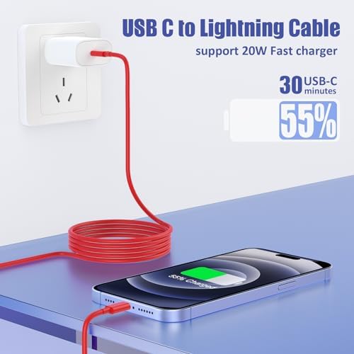 Premium 4 Pack USB C to Lightning Charging Cables – 6 FT Fast Charging Cord for i Phone 14 & Earlier Models – Durable, High-Performance Replacement for Apple Charger – Enhanced Compatibility for Quick Charge Needs – Perfect for Home, Office, and Travel Use