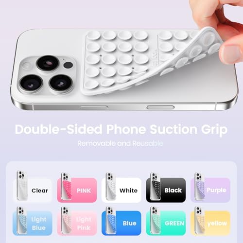 Klearlook 4-Pack Silicone Suction Cup Phone Mount – Creative Hands-Free Phone Grip for Stunning Selfies & Videos in Clear, Light Pink, Hot Pink, and Lavender – Innovative Double-Sided Suction Technology for Wide Compatibility – Premium Durable Design for Effortless Content Creation and Easy Maintenance