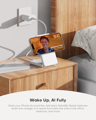 Mag Safe Foldable Wireless Charger Stand for i Phone 12-16 Series – 15 W Fast Charging with Adjustable Viewing Angles, Space-Saving Design, and Enhanced Magnetic Stability – Black – Ultimate Charging Solution for Home and Office Use