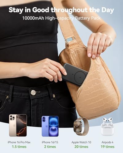 Magnetic Wireless Power Bank for i Phone & Apple Watch – 10,000 m Ah Fast Charging Portable Charger with Integrated Stand and LED Display – Ultimate Travel-Friendly Solution for i Phone 16/15/14/13/12 Pro Max & Apple Watch Series 10-1/SE/Ultra 2