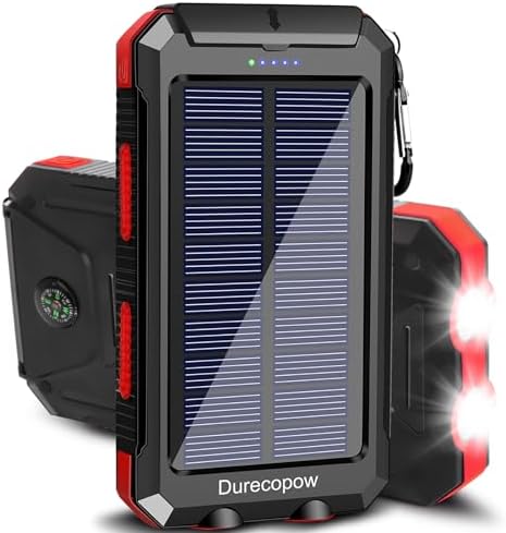 Ultimate Solar Power Bank – 20,000 m Ah Waterproof Portable Charger with Dual USB-C Inputs/Outputs, Integrated LED Flashlight, and Compass for Outdoor Adventures – Reliable Camping Essential