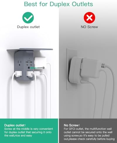 Revolutionary Wall Outlet Extender with Integrated Shelf & Adjustable Night Light – 5 USB Ports Including Rapid USB-C Charging, Surge Protection, and Compact Design for Enhanced Organization and Efficiency