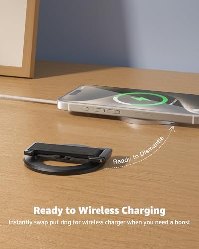 Transform Your i Phone 16/15/14/13/12 with the SUPERONE 2025 Mag Safe Grip – Innovative Removable Ring Holder & Kickstand with Adjustable Finger Strap for Enhanced One-Handed Control, Sleek Black Design, and Unmatched Durability for Everyday Use