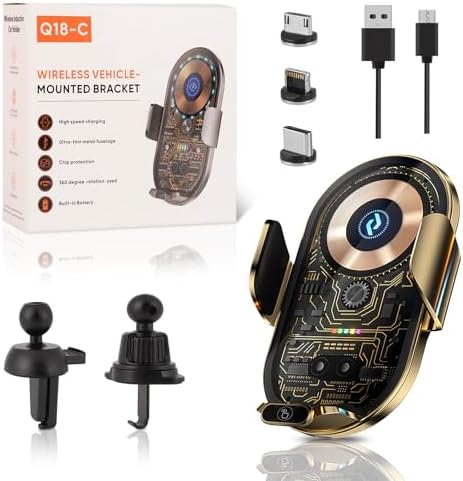 Revolutionary Wireless Car Charger & Transparent Phone Holder for Android – Fast Automatic Sensing Mount for Effortless Air Vent Installation – Stay Connected & Hands-Free While Driving