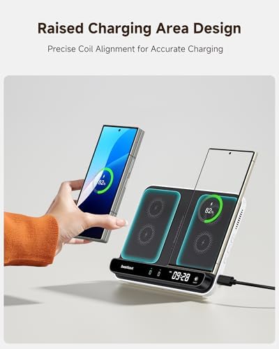 30 W Fast Wireless Charger for Samsung Z Fold 7/S25 Ultra – Foldable Charging Station for Galaxy Watch 7/Ultra/6/5/4/3 – Intelligent Temperature Control, Non-Slip Design for Ultimate Stability – Portable Multi-Device Power Hub