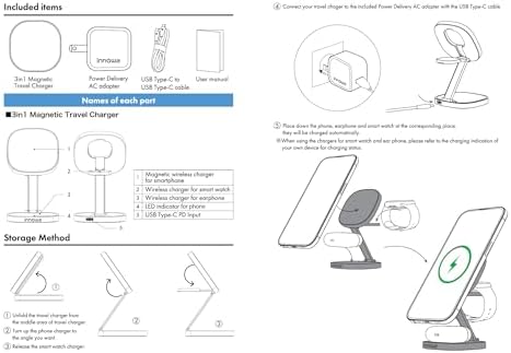 Ultimate 3-in-1 Wireless Travel Charger for Apple Devices – Fast, Safe, and Adjustable Power Hub for i Phone, Apple Watch & Air Pods – Compact, Durable Design Perfect for On-the-Go Charging