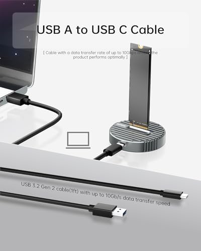 Maximize Your Data Transfer with the 10 Gbps M.2 NVMe SSD Reader – Ultra-Fast External USB Adapter for NVMe & SATA NGFF Drives, Compatible with 22110, 2280, 2260, 2242, 2230 Sizes – Durable Aluminum Docking Station for Enhanced Performance & Heat Management