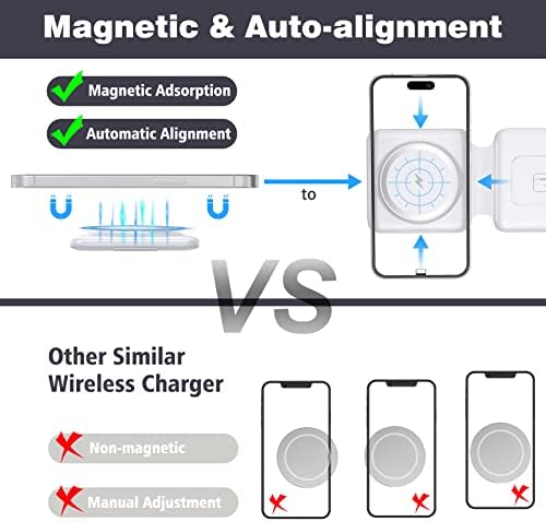 Ultimate 3-in-1 Foldable Magnetic Wireless Charging Station for Apple Devices – Travel-Friendly Dock for i Phone 16, 15, 14, 13, 12 Pro Max Plus, Apple Watch & Air Pods – Fast, Efficient, and Versatile Charging Solution