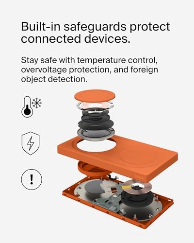 Belkin 15 W Mag Safe-Compatible 2-in-1 Wireless Charging Station – Fast Dual Device Charger for i Phone 16, 15, 14, 13 Series & Air Pods – Sleek Sand Design for Effortless Portability and Seamless Power Solutions