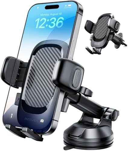 REEVAA Military-Grade Car Phone Holder – Ultra-Stable, Versatile Dashboard & Windshield Mount for i Phone 16, 15, 14 Pro Max, Samsung Galaxy S24, S25 – Secure, Easy Installation & Enhanced Compatibility for Safe Driving