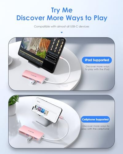 Upgrade Your Connectivity with the LENTION USB C Hub – 3 USB 3.0 Ports & SD/Micro SD Card Reader for i Phone 15, Mac Book Pro (2016-2023), Mac Air, i Pad Pro & Surface – Sleek Space Gray Design for Effortless Integration and High-Speed Data Transfer