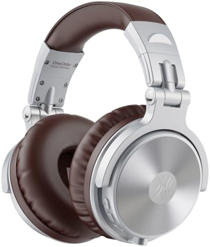 One Odio Studio Pro C Silver Over-Ear Bluetooth Headphones: Immerse Yourself in 110 Hours of Uninterrupted Wireless Audio with High-Performance 50 mm Neodymium Drivers for Rich Deep Bass and Crystal-Clear Sound; Effortlessly Portable Foldable Design Ideal for Travelers, Seamless Compatibility Across PCs, Phones, and Tablets for Ultimate Versatile Listening Experience