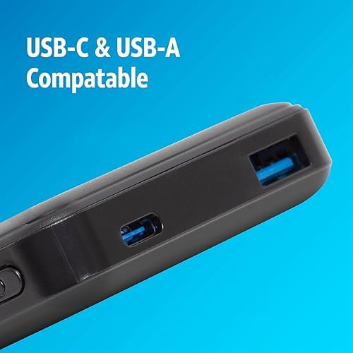 AT&T Professional 20000 m Ah Portable Power Bank – High Capacity Fast Charging with USB-C Power Delivery & Dual USB-A Ports for Universal Device Compatibility – Reliable On-the-Go Power Solution in Sleek Black Finish