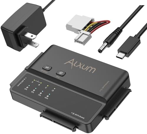 Maximize Your Data Management with the Alxum 3-in-1 USB C to SATA & IDE Adapter – High-Speed 5 Gbps Data Transfer, Effortless Hard Drive Cloning & Dual Drive Support for SATA III & IDE 133 HDD/SSD – Includes 12 V 2 A Power Adapter for Enhanced Performance and Compatibility
