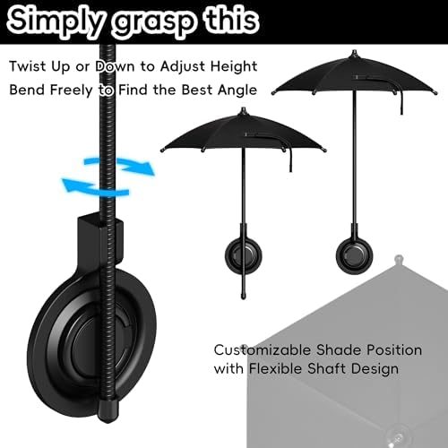 Portable Black Magnetic Phone Umbrella with Adjustable 360° Shade, Foldable Sun Protection & Built-in Ring Holder – i Phone 12-16 Compatible and More Devices, Magnetic Sticker for Quick Setup and Enhanced Functionality
