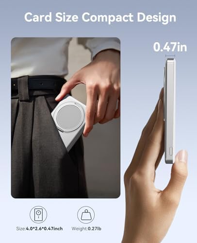 ORICO Kada5 Mag Safe 5000 m Ah Wireless Power Bank – Ultra-Slim Magnetic Charger with 360° Rotatable Stand & Type-C Cable – 20 W PD Fast Charging for i Phone 12-16 Series – Lightweight, All-Day Power Solution for On-the-Go Users