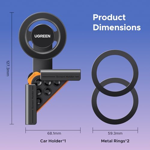 UGREEN Magnetic Phone Holder for Tesla Model 3 & Y – Robust Mag Safe Car Mount for i Phone 16/15/14/13 Plus Pro Max – Unmatched Stability, Effortless Installation & 360-Degree Rotation for Ultimate Driving Convenience