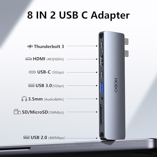 Unlock Your Mac Book’s Full Potential with the Premium 8-in-2 USB C Hub HDMI Adapter – Ultimate Thunderbolt 3 & 10 G USB Data Ports, Stunning 4 K Output, and Sleek Compact Design for 2018-2025 Mac Book Pro & Air Models – Effortless Connectivity, Fast Transfers, and Seamless Streaming for Professionals on the Go!